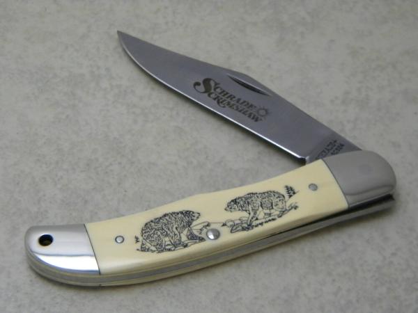 Schrade USA SC524 Scrimshaw Medium Folding Hunter Knife Schrade USA SC524 Scrimshaw Medium Folding Hunter Knife
