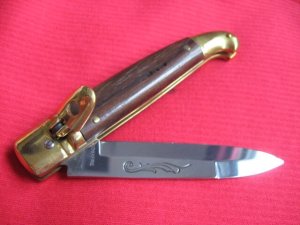 Vintage Italian Engraved Leverlock Switchblade Knife