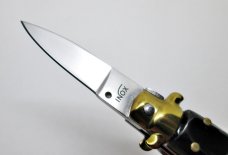 Miniature INOX Stiletto Switchblade Knife Key Chain Synthetic Cow Horn Handle  