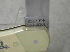 Schrade + USA SC507 Cougar Scrimshaw Lockback Knife & Pouch c.1988