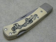 Schrade + USA SC515 Scrimshaw Checkered Flag Collection Lockback Knife & Pouch