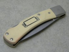 Schrade + USA SC515 Scrimshaw Checkered Flag Collection Lockback Knife & Pouch