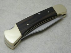 Buck 110 USA Hunter Wood Folding Lockback Knife & Pouch in Box - 3rd Version 2 Rivet c.1971-73