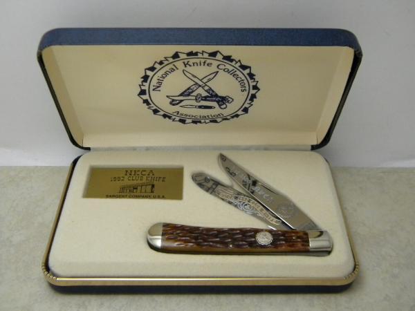 Queen City Sargent Co 1992 NKCA Club Trapper Knife in Display Box