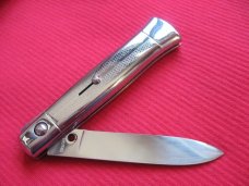 Vintage Italian All Metal Button Open/Close STILETTO Switchblade Knife - Mint !