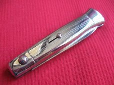 Vintage Italian All Metal Button Open/Close STILETTO Switchblade Knife - Mint !
