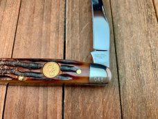 Canal Street Cutlery Muskrat Amber Carved Stag Bone 