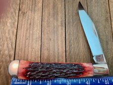Ka-Bar 1988 Club Knife Mid-Lock 1 Blade Trapper Red Jigged Bone