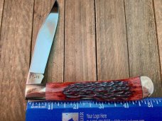 Ka-Bar 1988 Club Knife Mid-Lock 1 Blade Trapper Red Jigged Bone