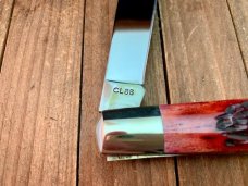 Ka-Bar 1988 Club Knife Mid-Lock 1 Blade Trapper Red Jigged Bone