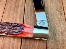 Ka-Bar 1988 Club Knife Mid-Lock 1 Blade Trapper Red Jigged Bone