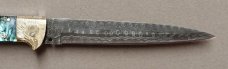 13" Double Eagle Picklock Switchblade with Abalone handles Damascus Blade.