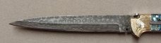 13" Double Eagle Picklock Switchblade with Abalone handles Damascus Blade.