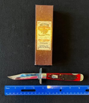 Schatt and Morgan Red Grooved Bone Swing Guard Cheetah Knife Queen