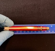 Schatt and Morgan Red Grooved Bone Swing Guard Cheetah Knife Queen 