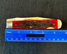 Schatt and Morgan Red Grooved Bone Swing Guard Cheetah Knife Queen 