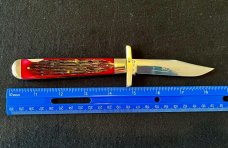 Schatt and Morgan Red Grooved Bone Swing Guard Cheetah Knife Queen 