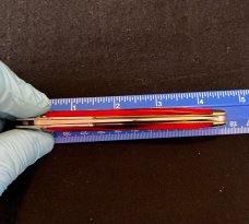 Schatt and Morgan Red Grooved Bone Swing Guard Cheetah Knife Queen 