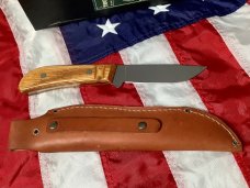 Queen Fixed Blade 4180 Knife w/ Attractive Fancy Wood Handles -NOS