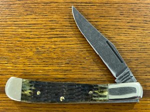 Parker-Edwards 14231D Ltd Ed Trapper w/Single Damascus Blade & Pickbone Scales USA A-9236
