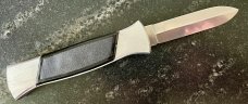 Black Finger 777 Automatic Out The Front (OTF) Switchblade Knife, Italy, Unused 