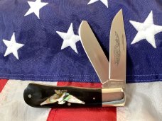 Vintage Parker Cutlery Barlow Knife w/ Black Handles & Electric Abalone Pearl Insert -NOS