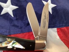 Vintage Parker Cutlery Barlow Knife w/ Black Handles & Electric Abalone Pearl Insert -NOS