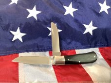Vintage Parker Cutlery Barlow Knife w/ Black Handles & Electric Abalone Pearl Insert -NOS
