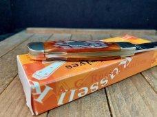 A.G. Russell Small Lockback Brown Jigged Bone Lowell Ark USA 2003