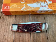 A.G. Russell Small Lockback Brown Jigged Bone Lowell Ark USA 2003
