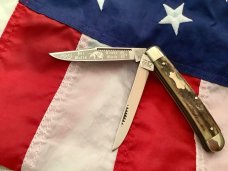 Vintage Hand Made Bulldog Brand 3 & 7/8” Trapper w/ Great Deep Stag Handles -NOS