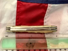 Vintage Hand Made Bulldog Brand 3 & 7/8” Trapper w/ Great Deep Stag Handles -NOS