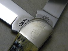 Case XX USA 2008 Bone 6265 CV 1st Run Folding Hunter Knife w/Leather Pouch