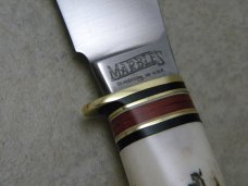 Marbles USA Stacked Leather/Stag Fieldcraft Fixed Blade Sheath Knife in Box 