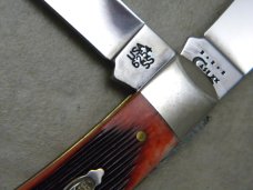 Case XX USA 2010 Barn Wood Bone Trapper Knife w/Leather Pouch