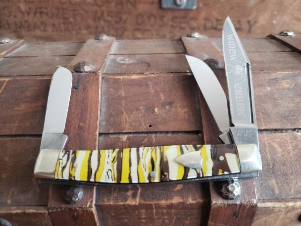 J Lauderdale Cutlery - Solingen, Germany - 1980's Widow Creek - Marbled Tiger Stripe Stockman - RARE