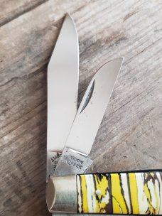 J Lauderdale Cutlery - Solingen, Germany - 1980's Widow Creek - Marbled Tiger Stripe Stockman - RARE