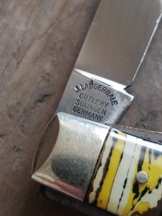 J Lauderdale Cutlery - Solingen, Germany - 1980's Widow Creek - Marbled Tiger Stripe Stockman - RARE