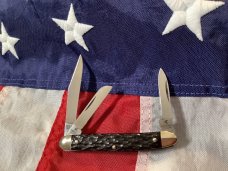 Vintage J A Henckels Small Stockman Knife (Mdl# 1813) w/ Nice Dark Brown Bone Handles -NOS