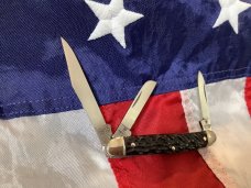 Vintage J A Henckels Small Stockman Knife (Mdl# 1813) w/ Nice Dark Brown Bone Handles -NOS
