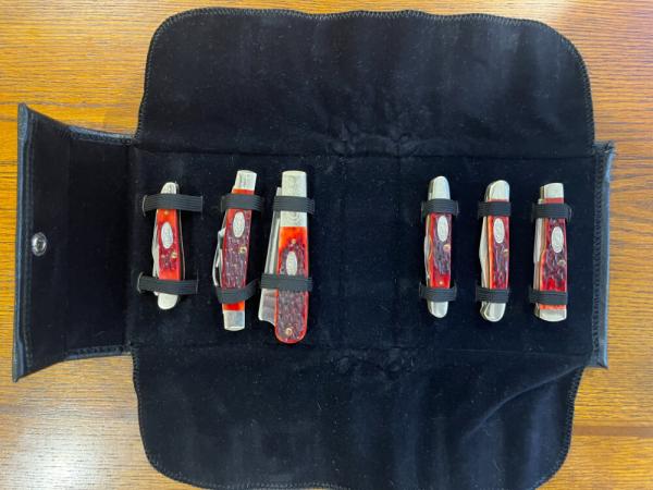 Case XX 1987 Limited Edition Matching Red Bone Six-Knife Set SN#250 -- RARE!!!