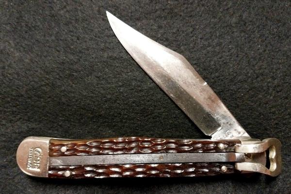 Case Tested 6161L Switchblade with Green Jigged Bone. 