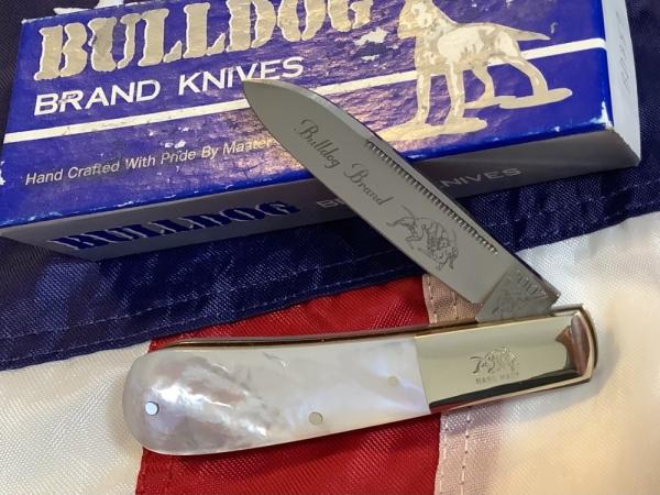 2007 Bulldog Brand PROTOTYPE Single Blade Barlow w/ Flashy Mother of Pearl Handles -NOS 2007 Bulldog Brand PROTOTYPE Single Blade Barlow w/ Flashy Mother of Pearl Handles -NOS