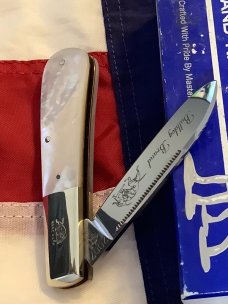 2007 Bulldog Brand PROTOTYPE Single Blade Barlow w/ Flashy Mother of Pearl Handles -NOS
