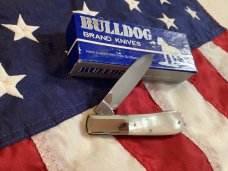 2007 Bulldog Brand PROTOTYPE Single Blade Barlow w/ Flashy Mother of Pearl Handles -NOS