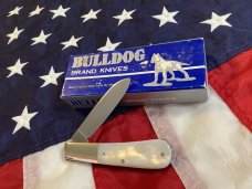 2007 Bulldog Brand PROTOTYPE Single Blade Barlow w/ Flashy Mother of Pearl Handles -NOS