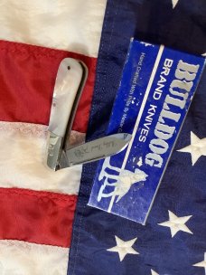 2007 Bulldog Brand PROTOTYPE Single Blade Barlow w/ Flashy Mother of Pearl Handles -NOS