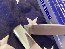 2007 Bulldog Brand PROTOTYPE Single Blade Barlow w/ Flashy Mother of Pearl Handles -NOS
