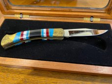 Brian Yellowhorse Customized Buck 110 Ltd Ed Navajo Inlaid "Texas Lone Star" LockBack Knife SN#31/50