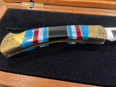Brian Yellowhorse Customized Buck 110 Ltd Ed Navajo Inlaid "Texas Lone Star" LockBack Knife SN#31/50